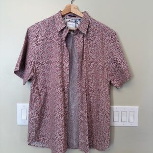 Denim and Flower Mens Button down Shirt XL